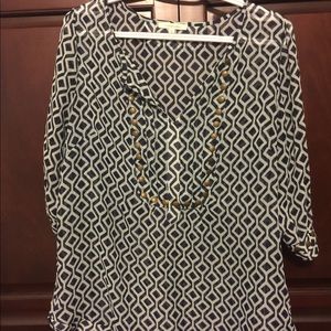 41 Hawthorn black geo print blouse